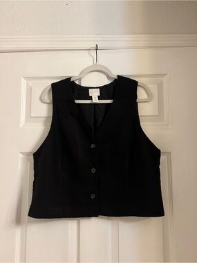 H&M Black Button-Front Women's Vest